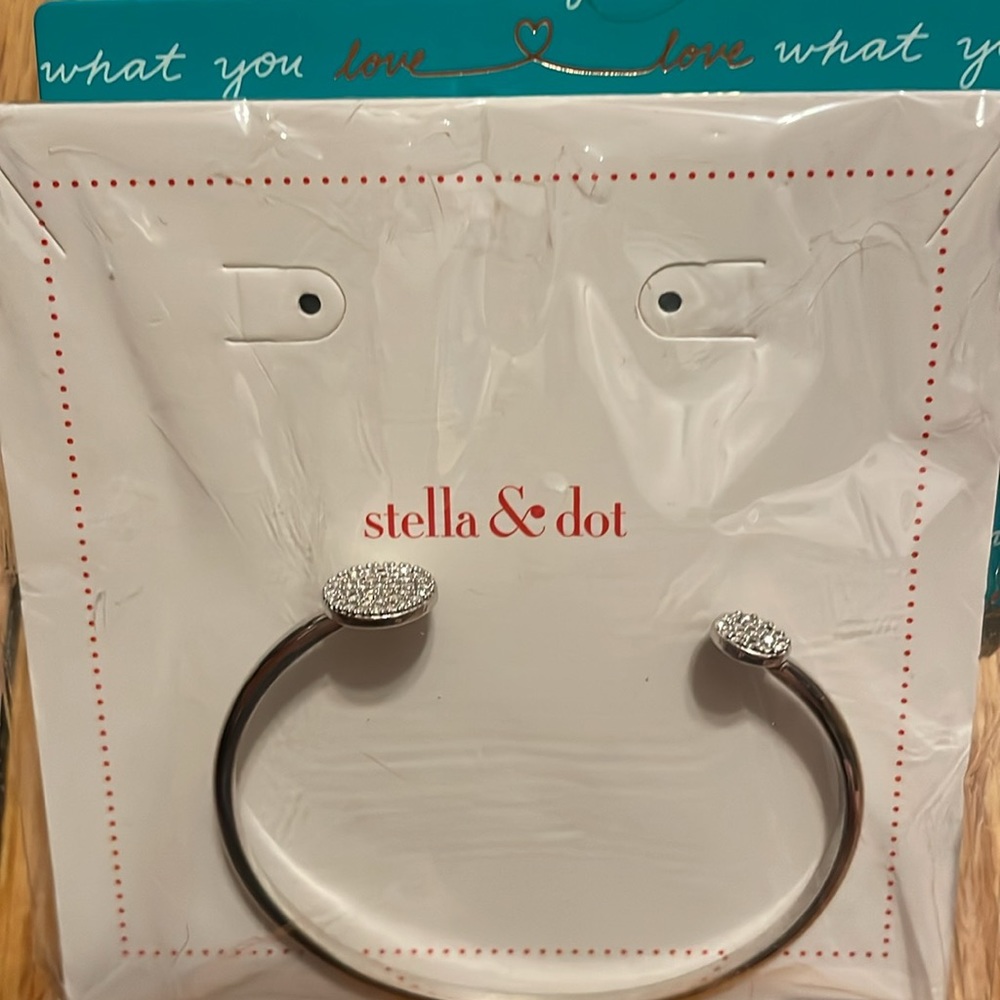 Stella & Dot Silver Pave Disc Cuff